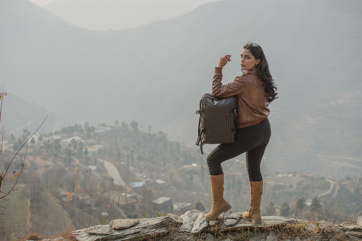 Denver Black Leather Travel Backpack
